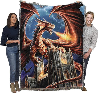 Pure Country Weavers Dragon Fury Woven Blanket by Anne Stokes by PureCountryWeavers