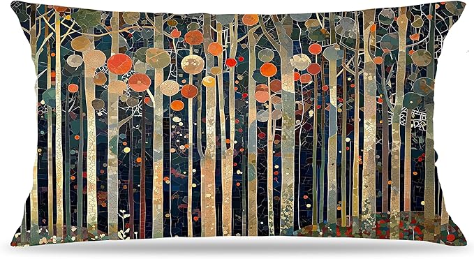 Rustic William Morris Inspired Autumn Forest Decor Pillow Covers 12x20 by Unknown