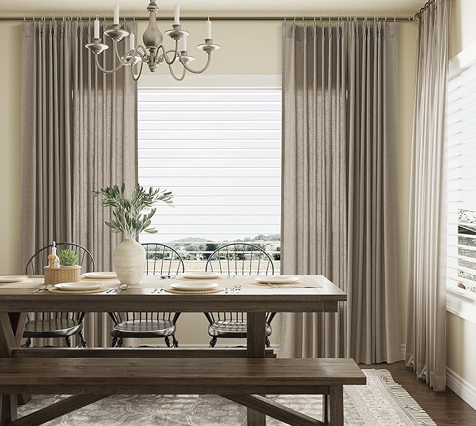 Mocha Pinch Pleat Linen Curtains 84 Inch Length 2 Panels Set - Image 7