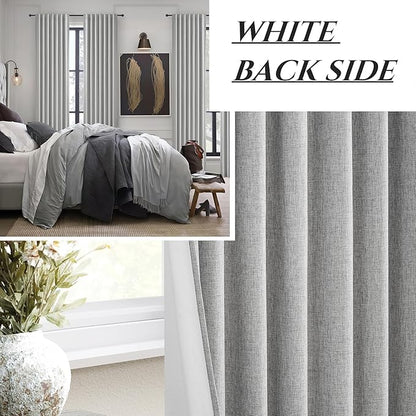 Grey 100% Blackout Curtains 45 Inches Long 2 Panels Set, Short Linen Heat - Image 7