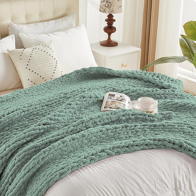 Carriediosa Chunky Knit Throw Blanket 60" X 80" Twin, 100% Hand Made Large - Image 9