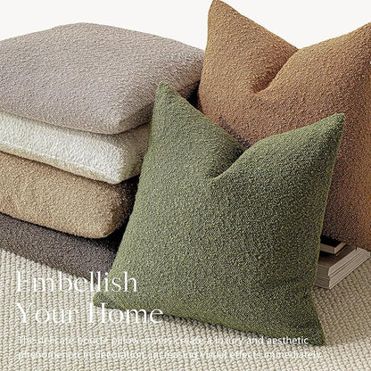 Foindtower Decorative Textured Boucle Throw Pillow Covers Accent Solid Pillow - Image 5