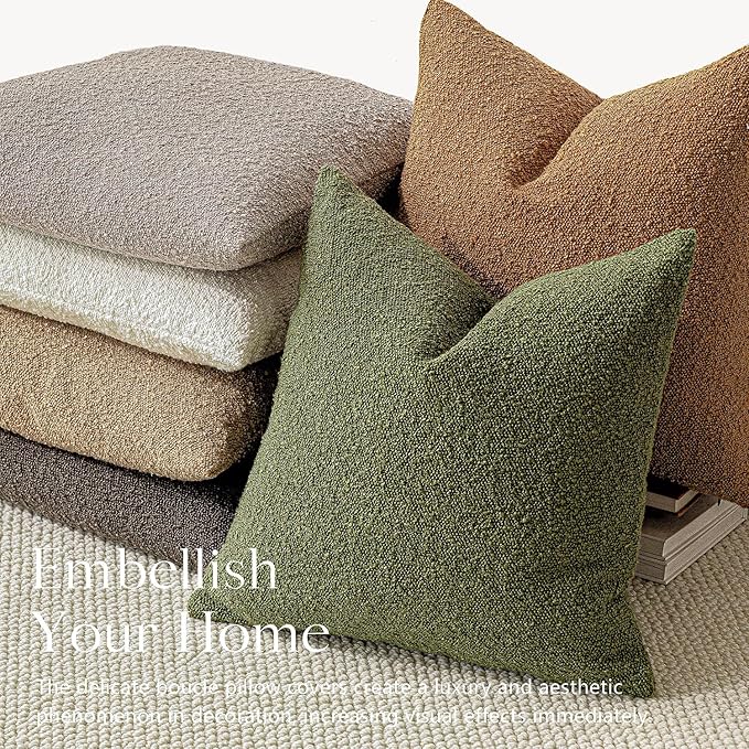 Foindtower Decorative Textured Boucle Throw Pillow Covers Accent Solid Pillow - Image 6