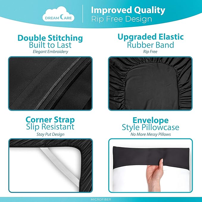 DREAMCARE Twin XL Sheet Sets – 3pcs Cooling Sheets – up to 15” Deep Pocket Twin - Image 6