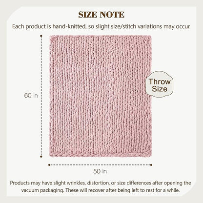 Carriediosa Chunky Knit Throw Blanket 50" X 60", 100% Hand Made Large Chenille - Image 3