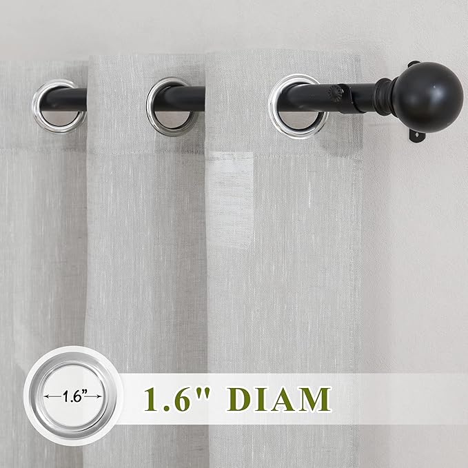 NICETOWN Linen Curtains 48 inch Length 2 Panels, Grommet Flax Semi Sheer Linen - Image 2