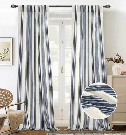 DriftAway Farmhouse Vertical Striped Linen Blend Textured Light Filtering Semi by DriftAway