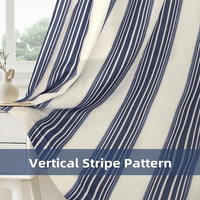 DriftAway Farmhouse Vertical Striped Linen Blend Textured Light Filtering Semi - Image 7
