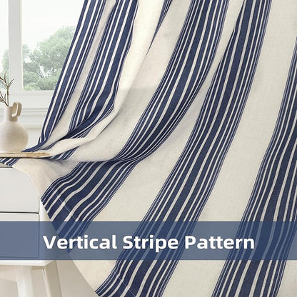 DriftAway Farmhouse Vertical Striped Linen Blend Textured Light Filtering Semi - Image 7