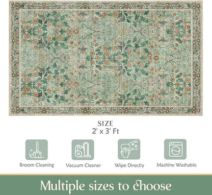MUJOO 2x3 Washable Rug, Boho Front Door Mat Indoor Entrance Throw Carpet - Image 2