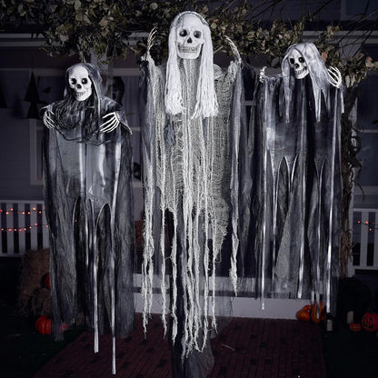 JOYIN 3 Pcs Hanging Halloween Skeleton Ghosts Decorations Outdoor, Grim Reapers for Best Halloween Outdoor Decorations, Haunted Haunted House Prop, Party Supplies
