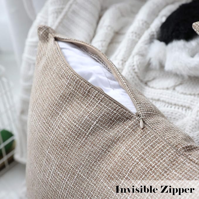Kevin Textile Decor Burlap Pillow Covers Natural Style Lined Linen Throw Pillow - Image 3