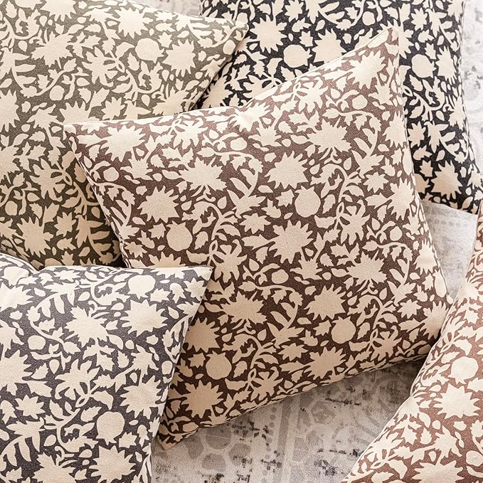 Foindtower Set of 2 Decorative Neutral Floral Lumbar Throw Pillow Covers Accent - Image 6