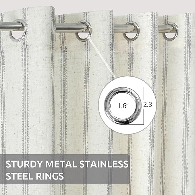 DriftAway Farmhouse Vertical Striped Linen Blend Textured Light Filtering Semi - Image 2