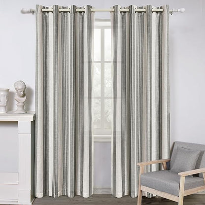 DriftAway Farmhouse Vertical Striped Linen Blend Textured Light Filtering Semi by DriftAway