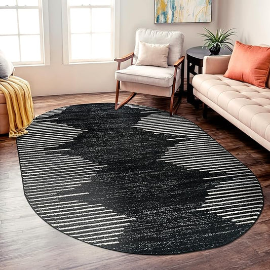 Rugshop Bohemian Stripe Stain Resistant High Traffic Living Room Kitchen by Rugshop