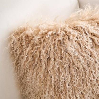 Genuine Mongolian Lamb Fur Pillow Cover – 12"x20" Rectangular Cushion Case – - Image 4