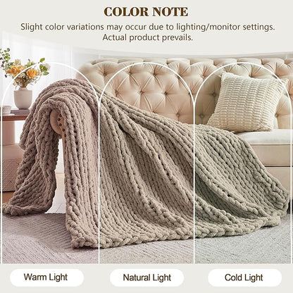 Carriediosa Chunky Knit Throw Blanket 60" X 80" Twin, 100% Hand Made Large - Image 2