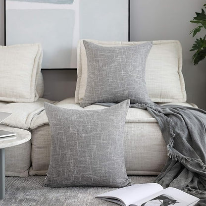 Kevin Textile Faux Linen Square 2 Tone Woven Throw Pillow Sham Cushion Case by KevinTextile
