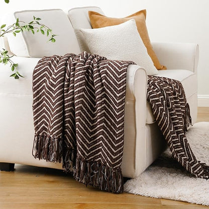 BATTILO HOME Chocolate Brown Throw Blanket - Image 2