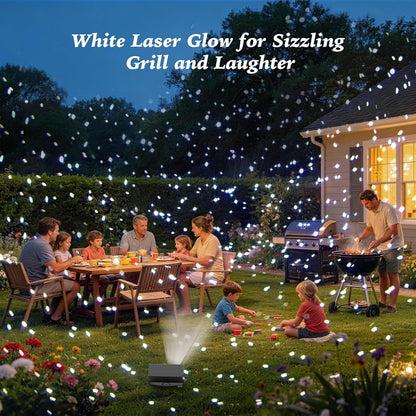 AIRIVO Outdoor Laser Lights Projector, White Laser Fairy Lights Projector, Christmas Snowflake Projector 3 Lighting Modes with Remote Control,Holiday Halloween Decor for Home,Garden, Trees,White Laser