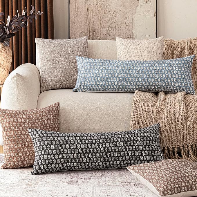 Foindtower Set of 2 Decorative Floral Body Lumbar Throw Pillow Covers Neutral - Image 7