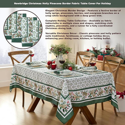 Newbridge Christmas Holly Pinecone Border 60 x 84 Inch Rectangle Fabric - Image 5