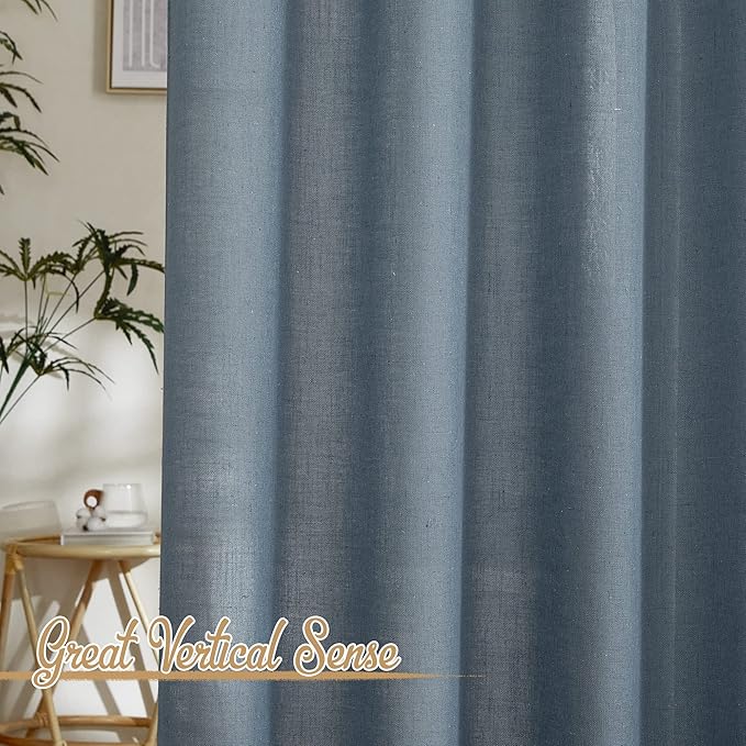 NICETOWN Linen Blend Stone Blue Curtains - Image 3