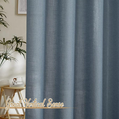 NICETOWN Linen Blend Stone Blue Curtains - Image 3