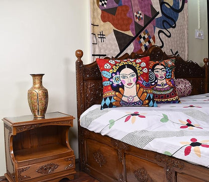 Frida Inspired Pillow Cover Bella Senorita Hispanic Pillowcase Colorful Birds - Image 6