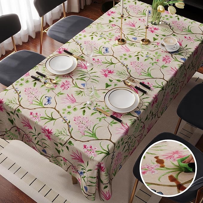 Rectangle Table Cloth, 100% Waterproof Tablecloth Oil Proof Spill Proof Vinyl - Image 8