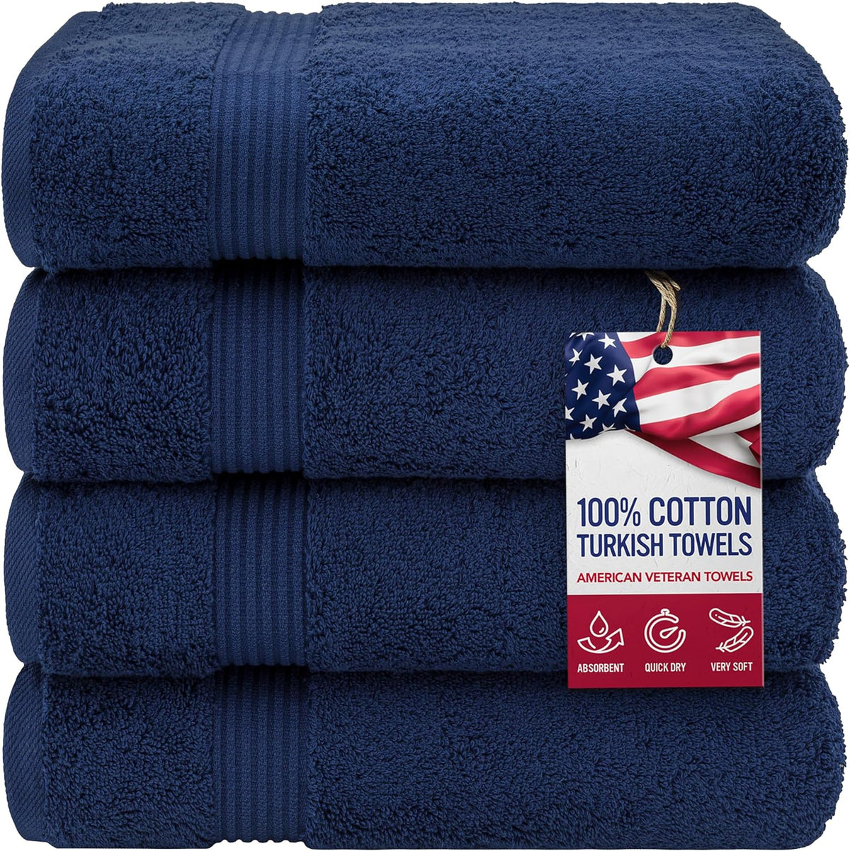 american veteran towel, 100% cotton turkish bath towels shown in use