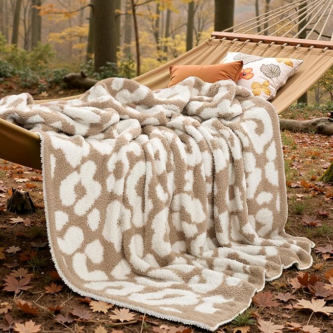 Joiedomi Throw Blanket for Couch Bed Sofa, Knitted Beige Blankets Gifts for - Image 7