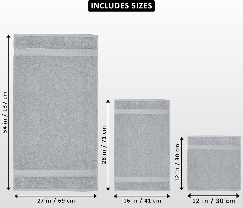 Utopia Towels 8 Piece Majestic Plush Luxury Towel Set, Cotton, Cool Grey