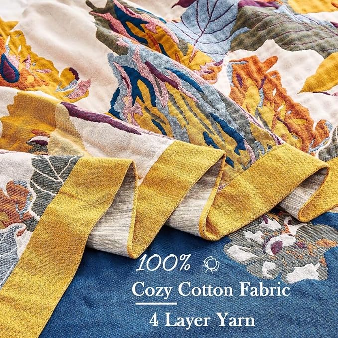 Boho Throw Blanket, 100% Cotton Ultra Soft Luxury Throw Rustic Quilt, All - Image 5