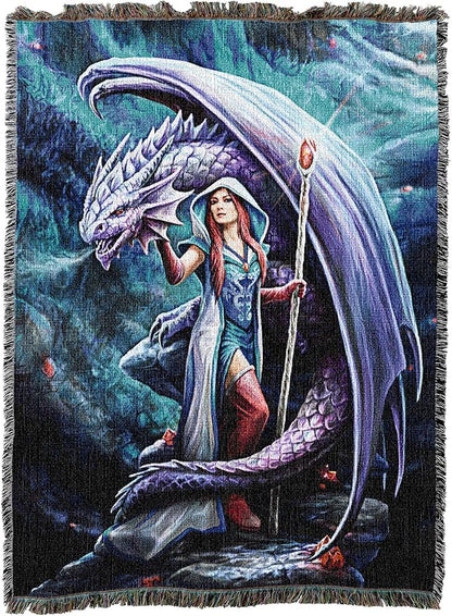 Pure Country Weavers Dragon Mage Woven Blanket by Anne Stokes - Image 2