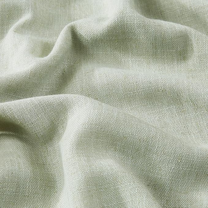 Vision Home Soft Green Pinch Pleated Full Blackout Curtains Linen Blended Room - Image 6
