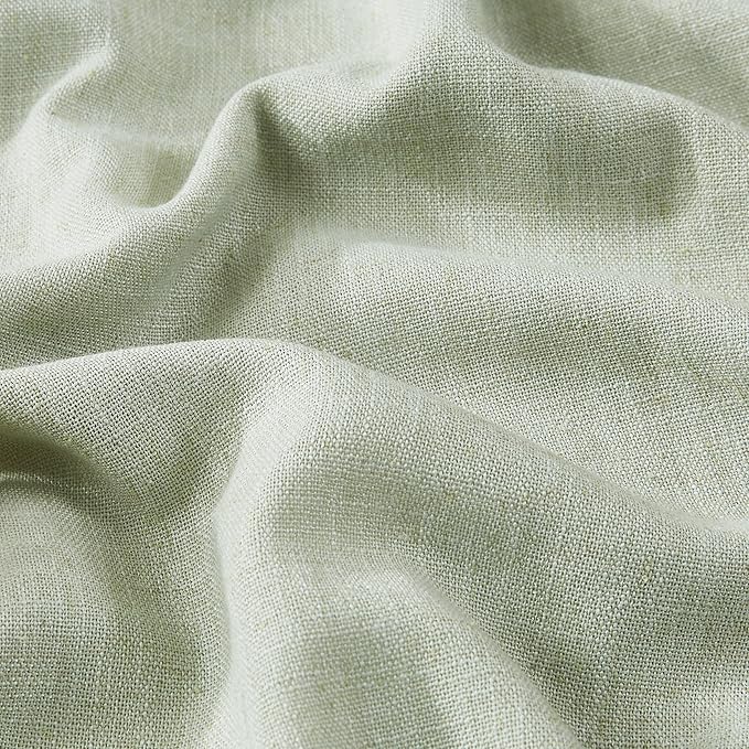Vision Home Soft Green Pinch Pleated Full Blackout Curtains Linen Blended Room - Image 6
