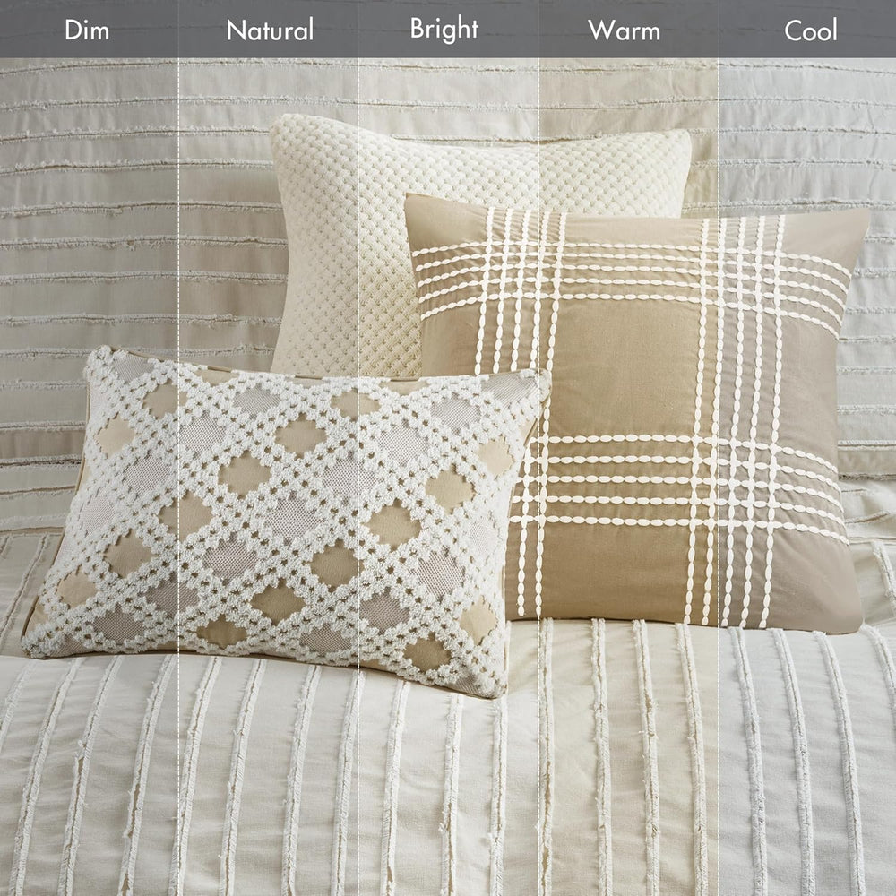 MADISON PARK SIGNATURE Queen Comforter Set Clipped Jacquard Stripes with Butt...