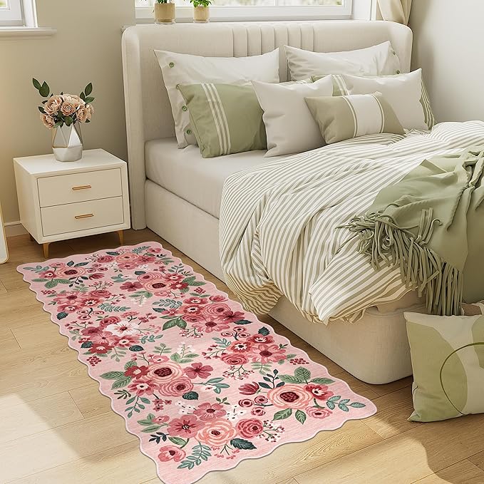 DUKINO 2x5 Washable Runner Rugs, Non Slip Floral Print Entryway Rug - Image 4