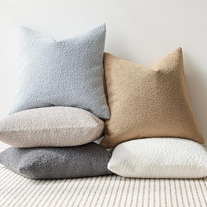 Foindtower Pack of 2 Modern Textured Boucle Throw Pillow Covers Accent Solid - Image 6