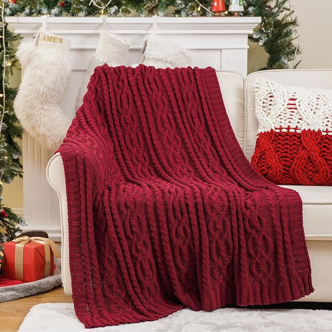 Battilo Christmas Dark Red Throw Blanket - Image 3