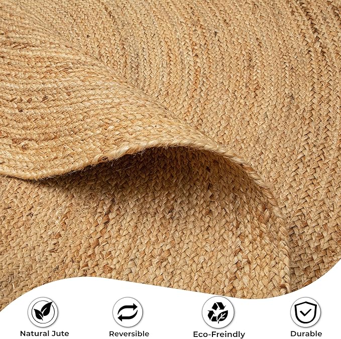 Ramanta Home Hand Woven Jute Braided Rug 4' Round - Image 8