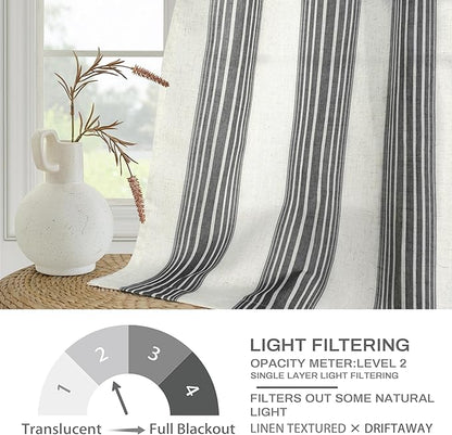 DriftAway Farmhouse Vertical Striped Linen Blend Textured Light Filtering Semi - Image 4