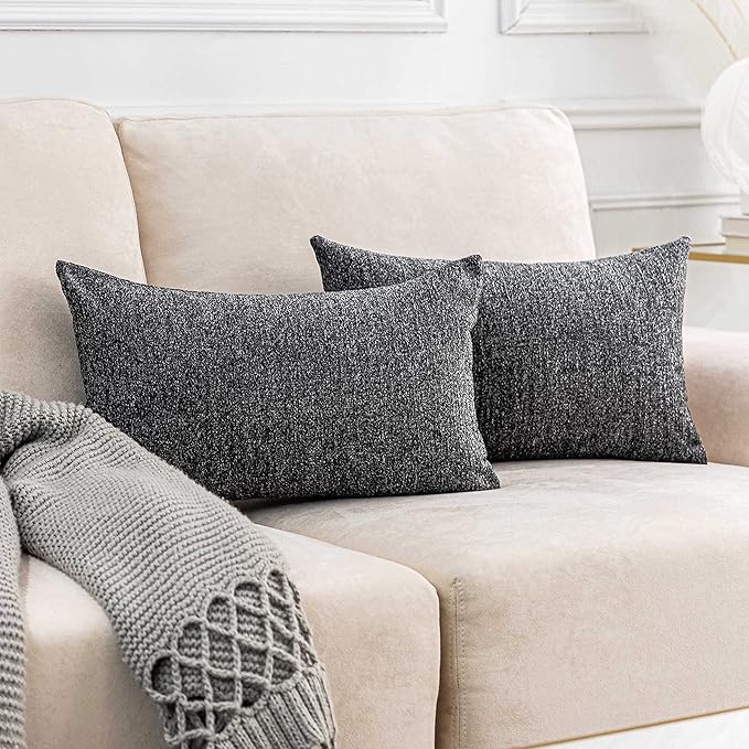 Home Brilliant Lumbar Pillow Cover Textured Chenille Decorative Throw Pillows by HomeBrilliant