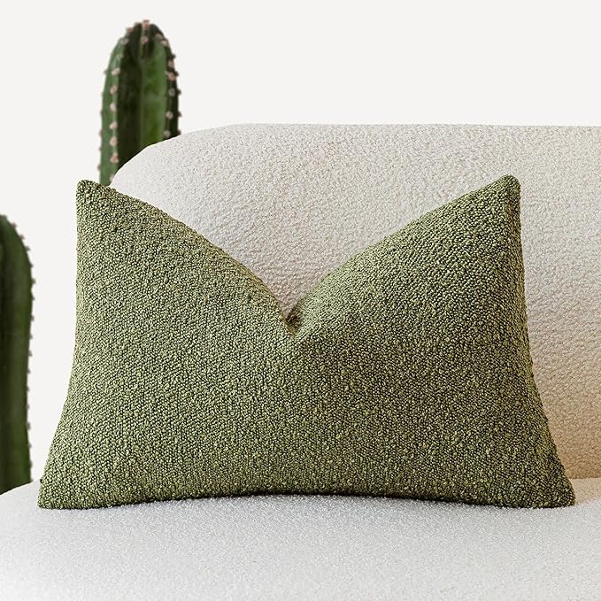 Foindtower Textured Boucle Throw Pillow Covers Accent Solid Lumbar Pillow Cases by Foindtower