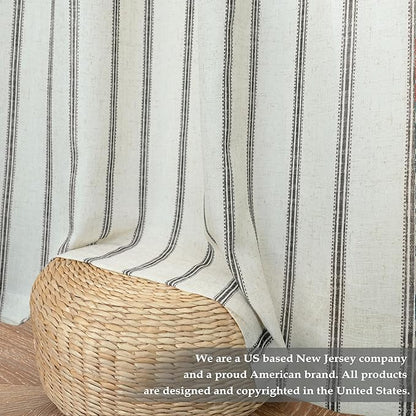 DriftAway Farmhouse Vertical Striped Linen Blend Textured Light Filtering Semi - Image 7