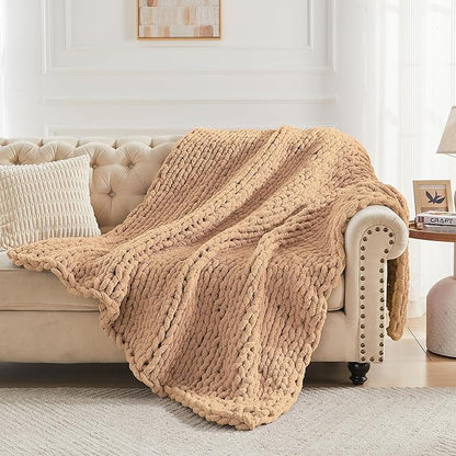 Carriediosa Chunky Knit Throw Blanket 50" X 60", 100% Hand Made Large Chenille - Image 6