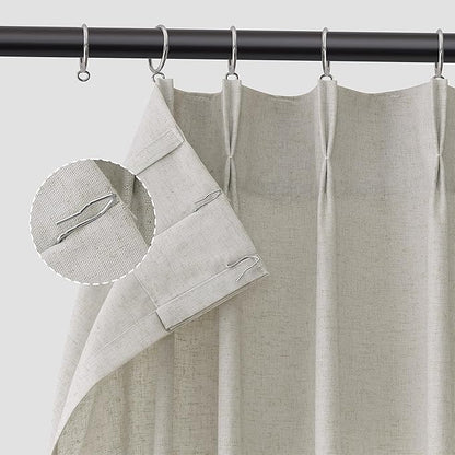 Silver Pinch Pleat Linen Curtains 120 Inch Length 2 Panels Set - Image 8