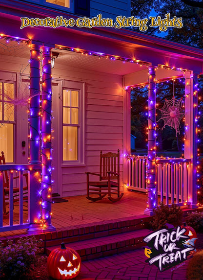Brightown 4 Pack Solar Halloween Lights, 184FT 480 LED, Orange and Purple